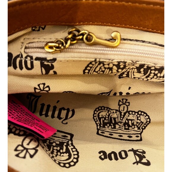 Vintage Y2K Tan Juicy Couture Leather Charms Mini Skeleton Key Purse Bag Clutch